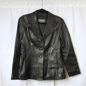 Women's Cut Leather Jacket (Black)